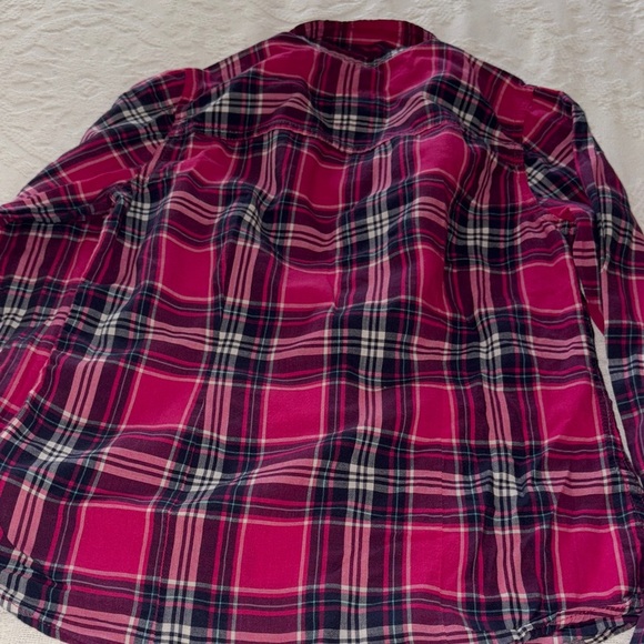 Gently Loved Pink and Navy Plaid Button Down Shirt by HOLLISTER - Picture 5 of 7